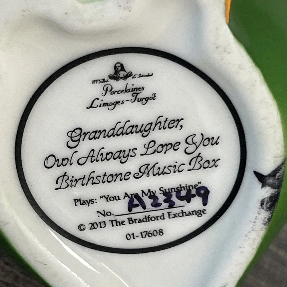 Bradford Exchange Granddaughter Owl Always Love You Birthstone Trinket Music Box